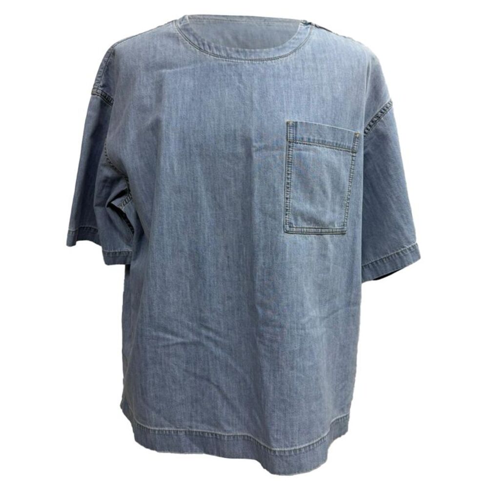 Bottega Veneta Crewneck Denim T-Shirt in Blue Cotton